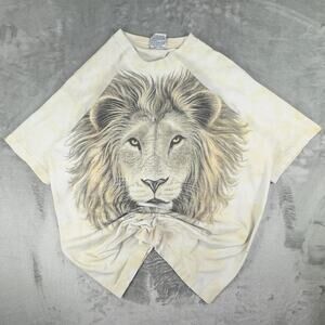 Vintage 1994 Liquid Blue Big Face Lion Africa Desert Sand Tie-Dye T-shirt XL